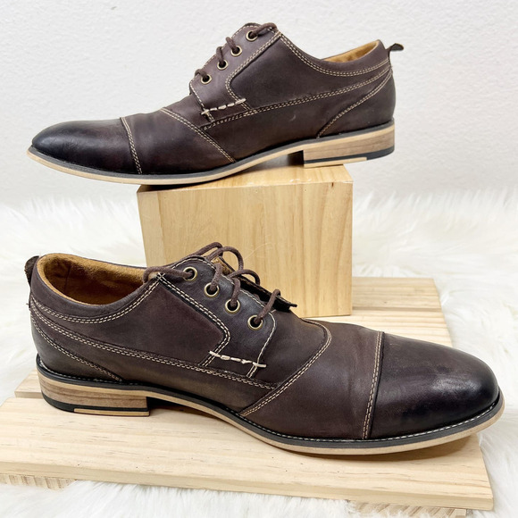 Steve Madden Kesslo Mens Brown Lace Up Leather Cap Toe Oxford Size 9 - Picture 7 of 7